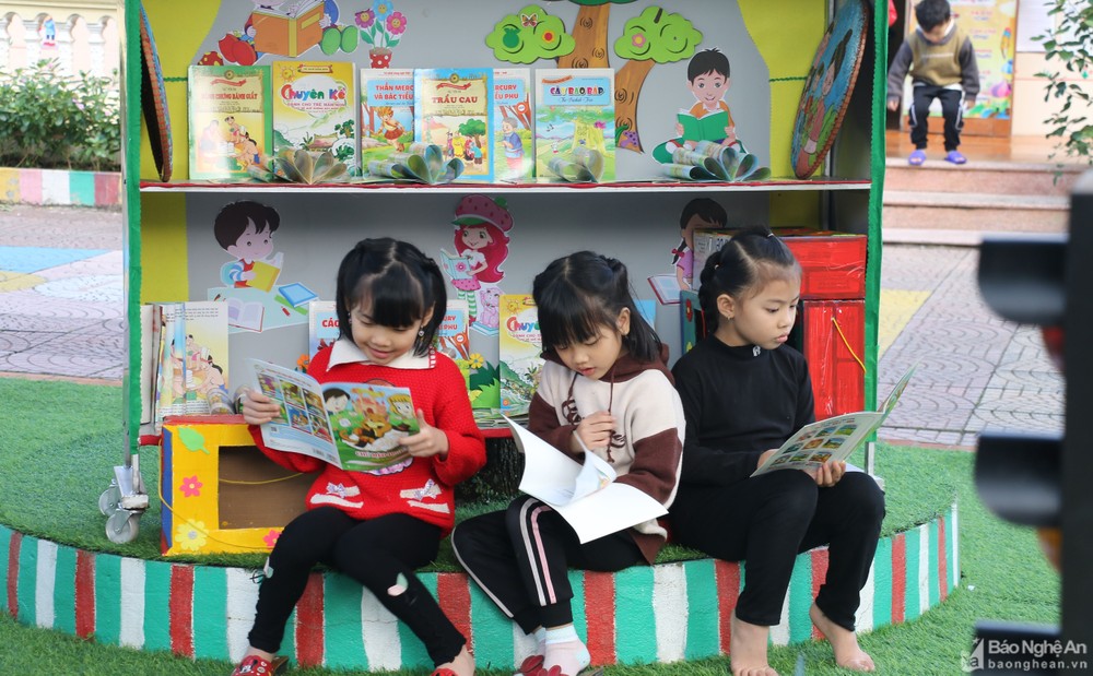 Giờ học của học sinh Trường Mầm non Thanh Lương (Thanh Chương).