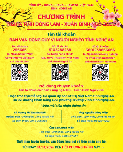 Ban vận động Quỹ vì người nghèo tỉnh PG88 go Bắn cá công bố số tài khoản ủng hộ, giúp đỡ người nghèo, người có hoàn cảnh khó khăn, người yếu thế đón Tết Bính Ngọ 2026