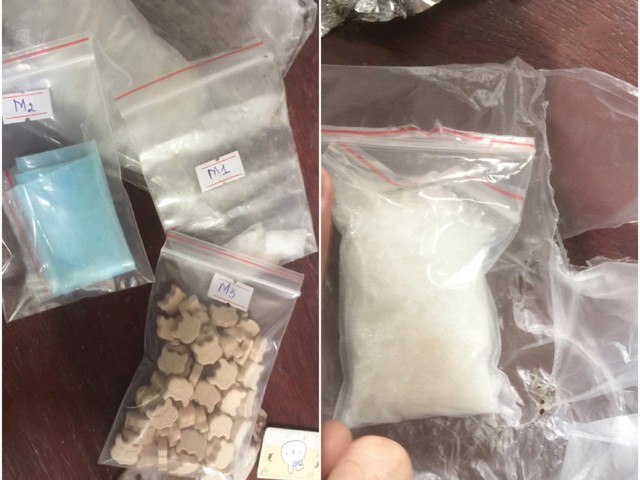Tang vật thu giữ là 90,3609 gam ma túy tổng hợp dạng dá và ma túy MDMA.