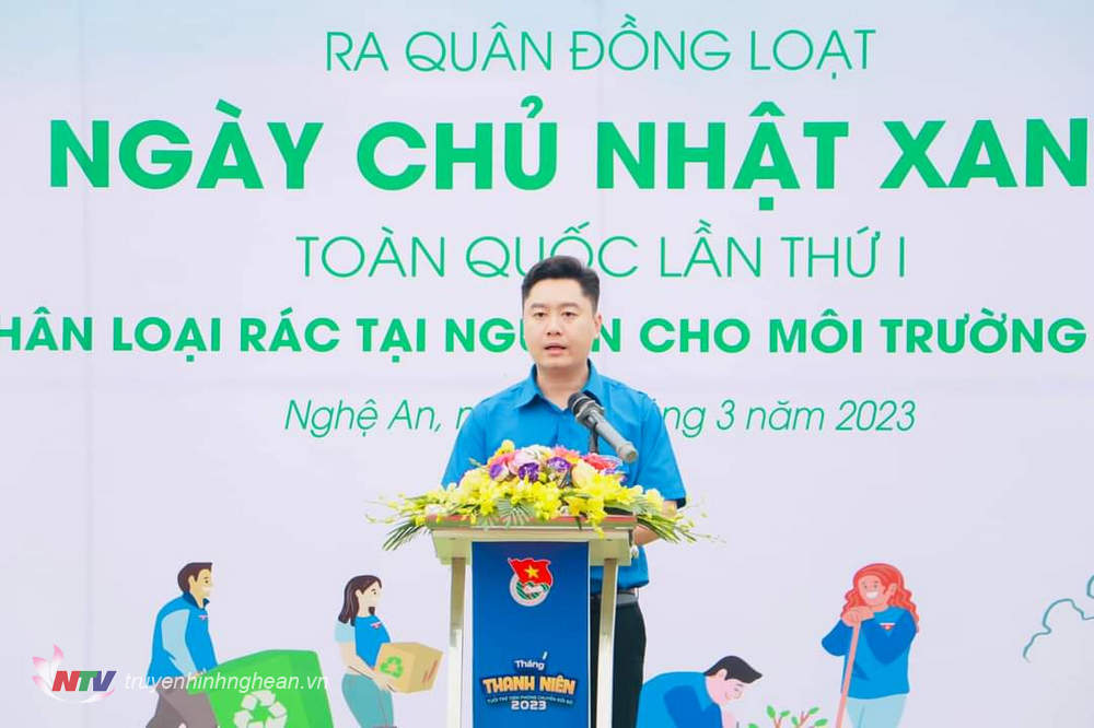 Đồng chí Lê Văn Lương - Bí thư Tỉnh đoàn PG88 go Bắn cá phát biểu tại buổi lễ.