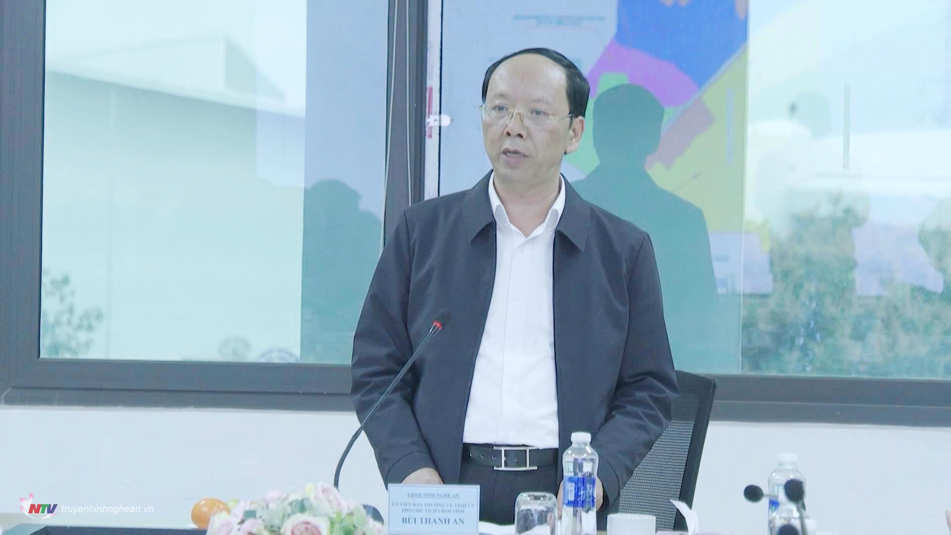 Phó PG88 go Bắn cá UBND tỉnh Bùi Thanh An phát biểu tại buổi làm việc.