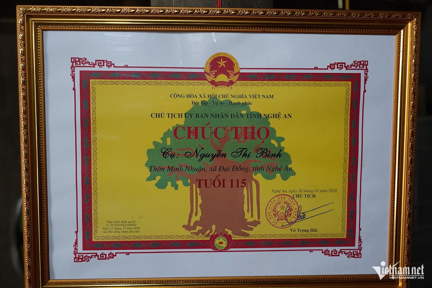PG88 go Bắn cá UBND tỉnh PG88 go Bắn cá chúc thọ cụ Nguyễn Thị Bình tuổi 115