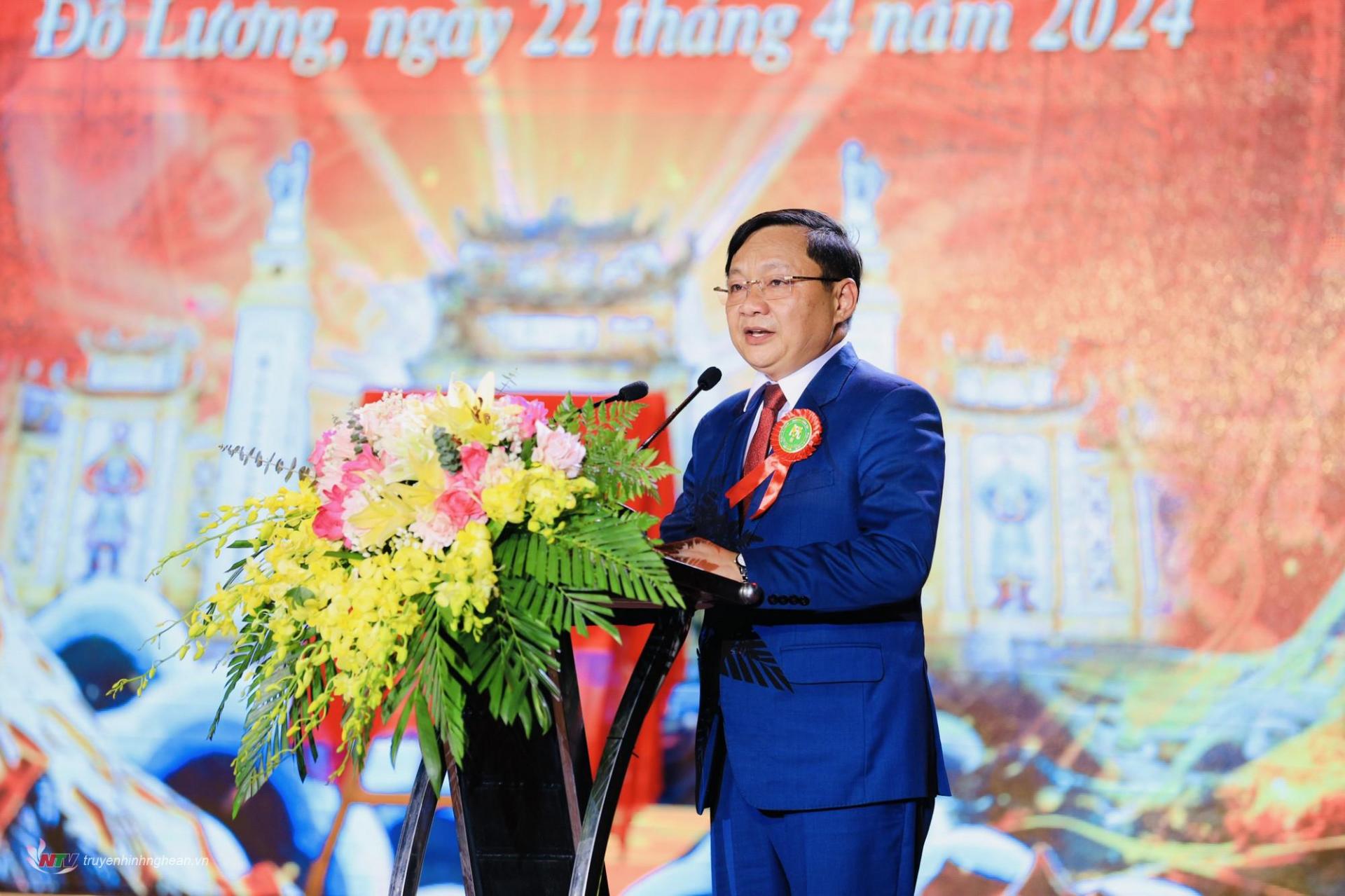 Ông Nguyễn Trung Thành - Phó PG88 go Bắn cá UBND huyện Đô Lương trình bày diễn văn.