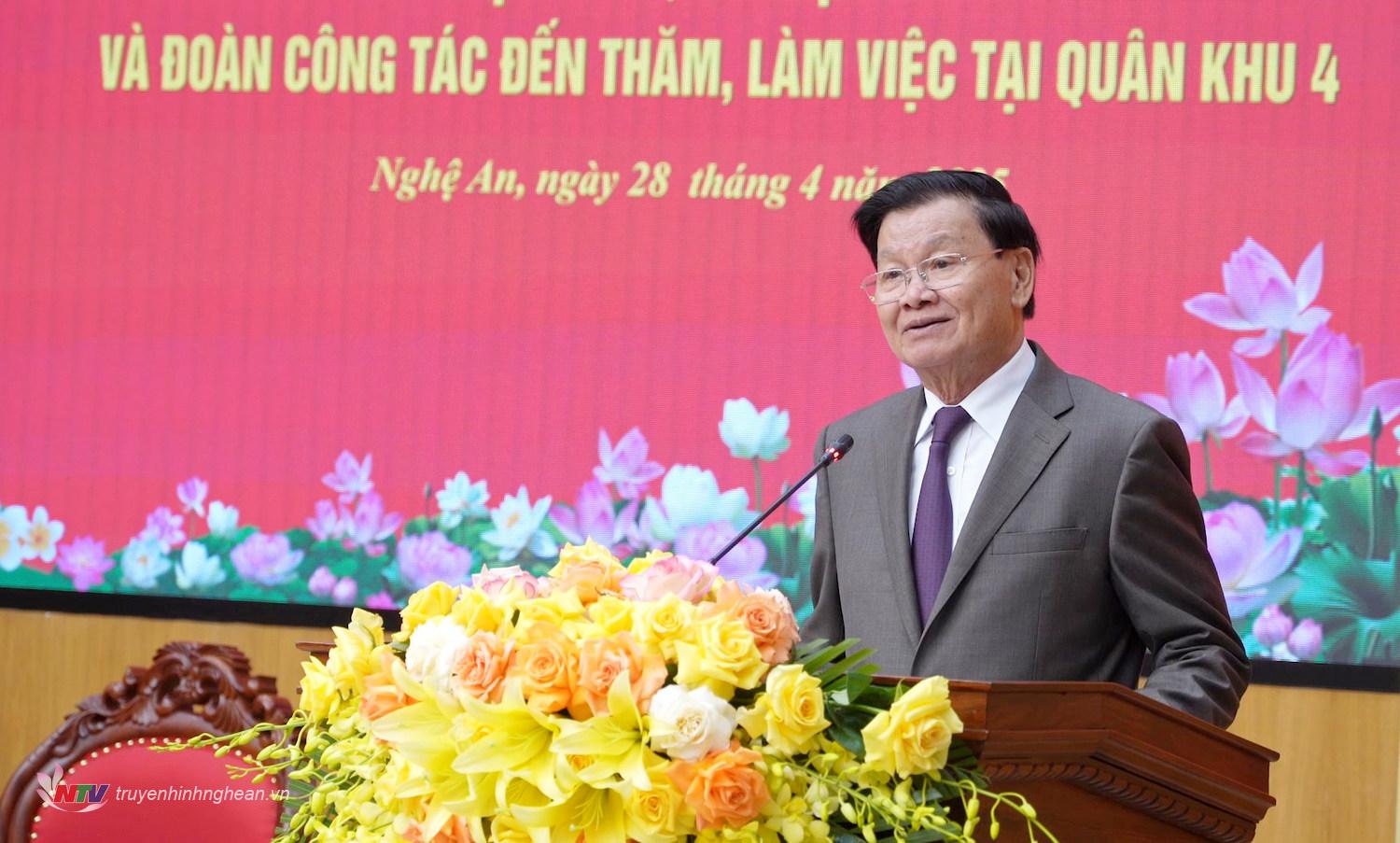 Tổng Bí thư, PG88 go Bắn cá nước CHDCND Lào Thoong Lun-Sỉ Sụ Lít phát biểu tại buổi lễ.