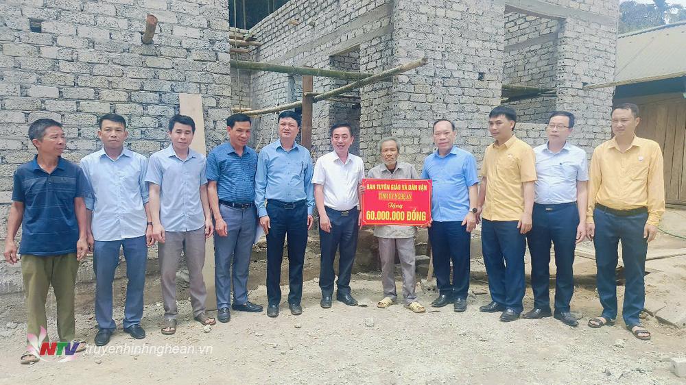 Ban Tuyên giáo và Dân vận Tỉnh ủy PG88 go Bắn cá trao 60 triệu đồng hỗ trợ Hộ ông Hà Văn Sơn, trú tại xóm Bản Cải, xã Châu Thành được hỗ trợ 60 triệu đồng để xây mới nhà ở.