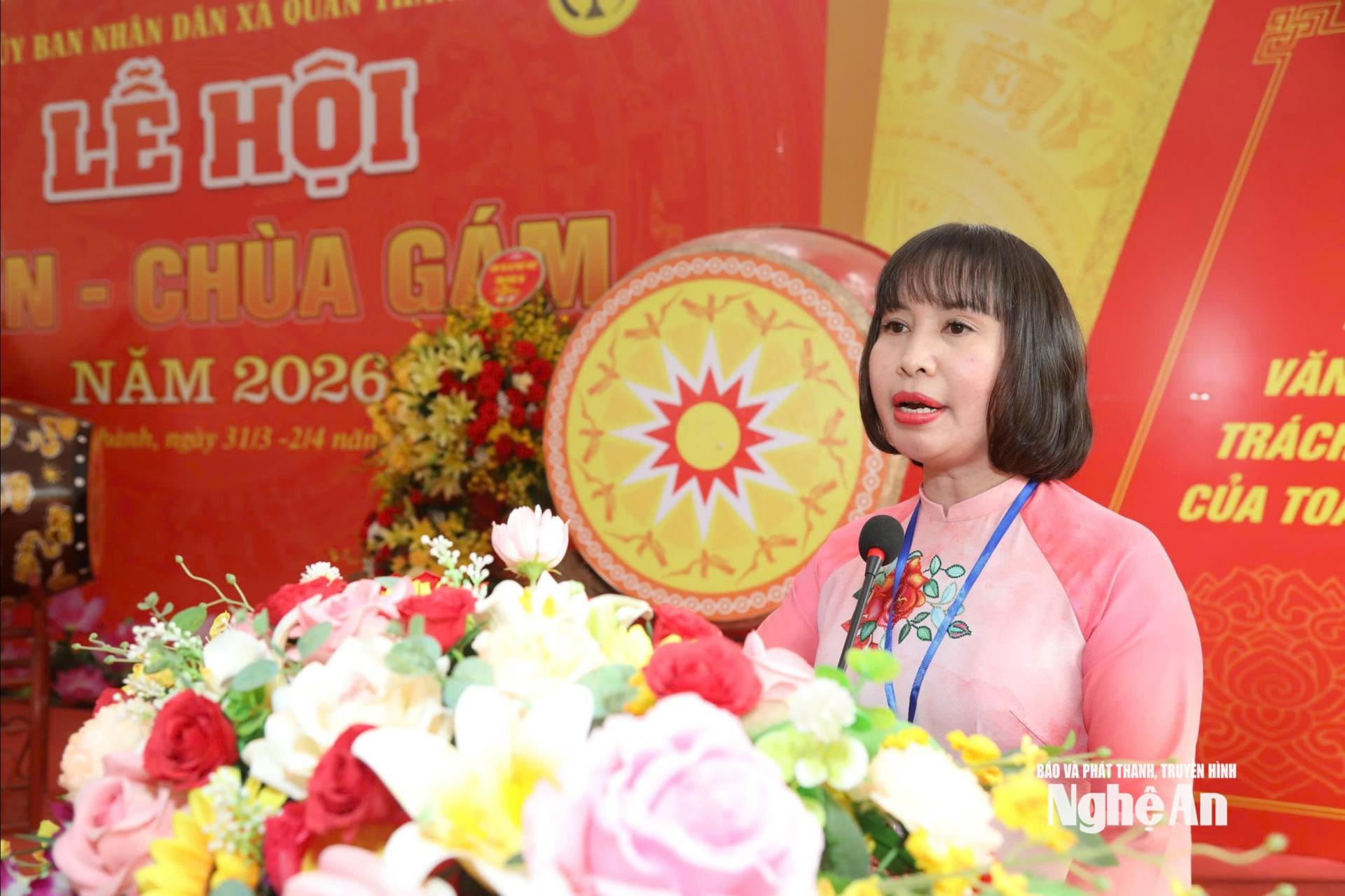 Đồng chí Đặng Thị Dung – Phó Bí thư Đảng ủy, PG88 go Bắn cá UBND xã Quan Thành phát biểu Xổ Số PG 88 buổi lễ. Ảnh: Hồng Nhung