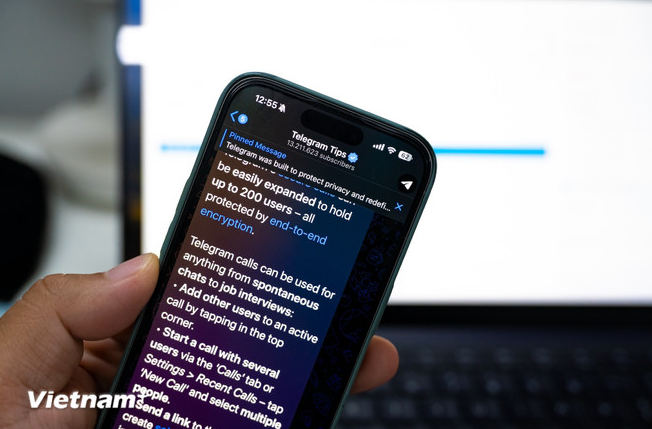 Biểu tượng ứng dụng Telegram. (Ảnh: AFP/TTXVN)