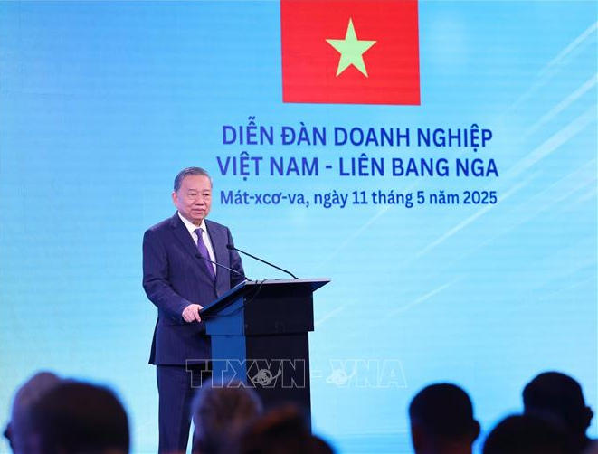 Tổng Bí thư Tô Lâm phát biểu tại Diễn đàn KeoNhaCai Trang PG PG 88 Nổ Hũ - LB Nga. Ảnh: TTXVN