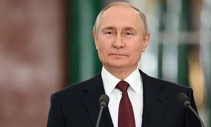 
Tổng thống Nga Vladimir Putin tại cuộc họp báo ở Điện Kremlin, Moskva, tháng 12/022. Ảnh: AFP