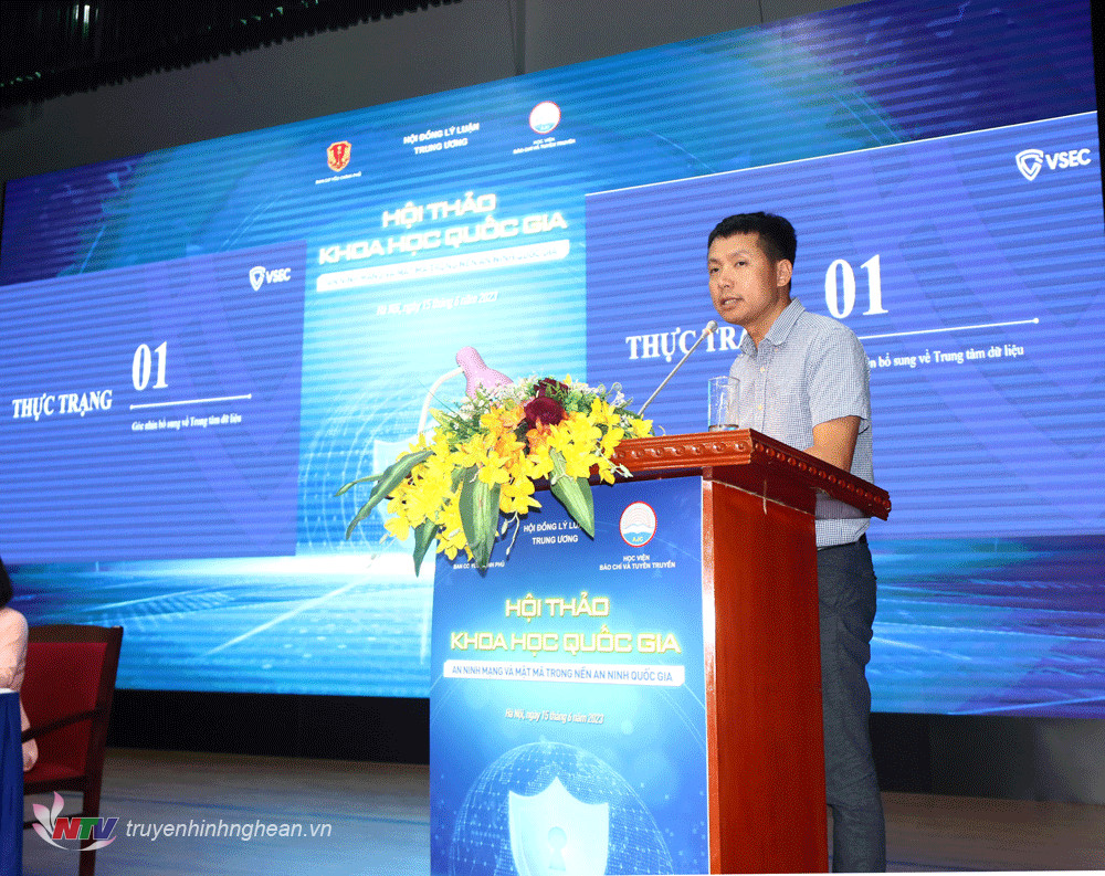 Ông Trương Đức Lượng, Tổng Giám đốc PG88 link tải Cổ phần An ninh mạng PG 88 Nổ Hũ (VSEC) tham luận tại Hội thảo về “Đảm bảo PG 88 Nhận Thưởng cho Trung tâm dữ liệu”
