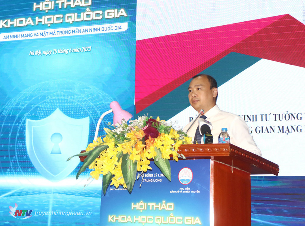 PGS,TS. Lê Hải Bình, Uỷ viên dự khuyết trung ương Đảng, Phó trưởng Ban Tuyên giáo Trung ương tham luận tại Hội thảo với chủ đề: “Đảm đảm PG 88 Nhận Thưởng tư tưởng trên môi trường không gian mạng hiện nay”
