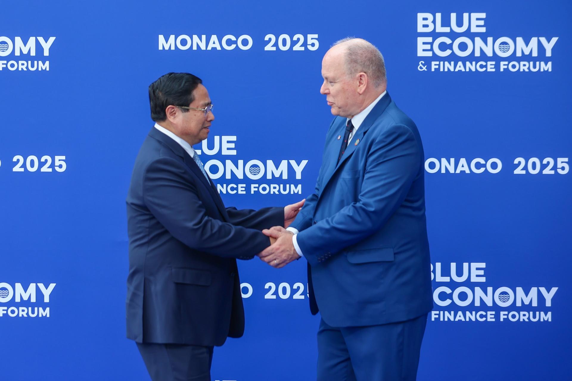 Hoàng thân Monaco Albert II vui mừng đón Thủ tướng Phạm Minh Chính tới dự Diễn đàn Tài chính và M.PG88 Tips xanh trong khuôn khổ Hội nghị UNOC 3.