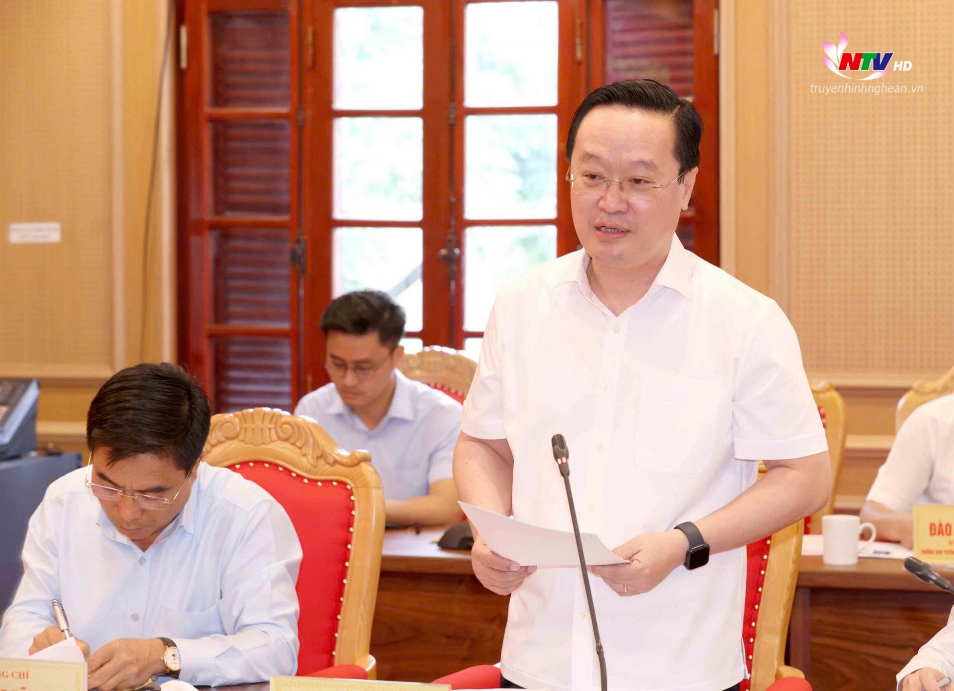 Đồng chí Nguyễn Đức Trung - Bí thư Tỉnh ủy PG88 go Bắn cá phát biểu tại buổi làm việc.