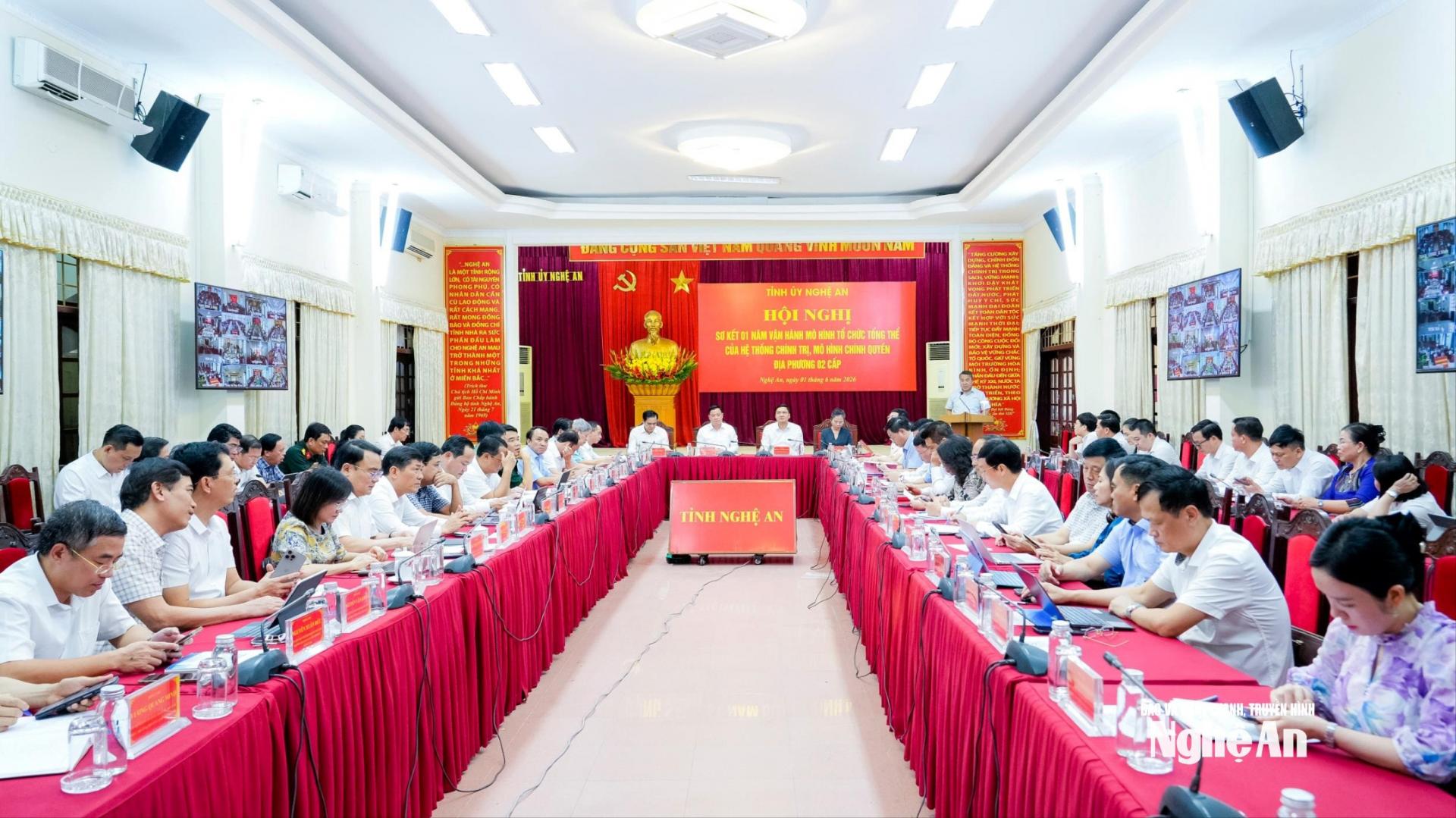 Hội nghị sơ kết 1 năm vận hành mô hình tổ chức tổng thể của hệ thống chính trị, chính quyền địa phương 2 cấp trên địa bàn tỉnh PG88 go Bắn cá. Ảnh: Phạm Bằng