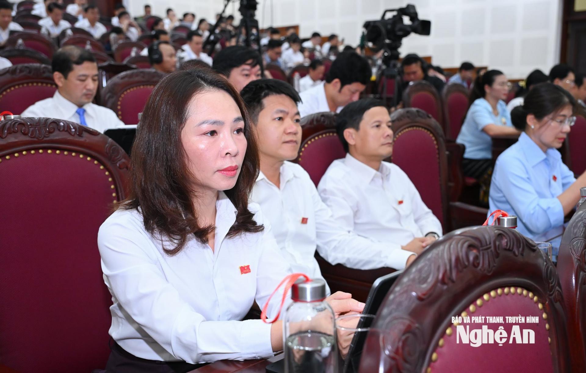 Các đại biểu HĐND tỉnh tại phiên thảo luận tại hội trường. Ảnh: Thành Cường