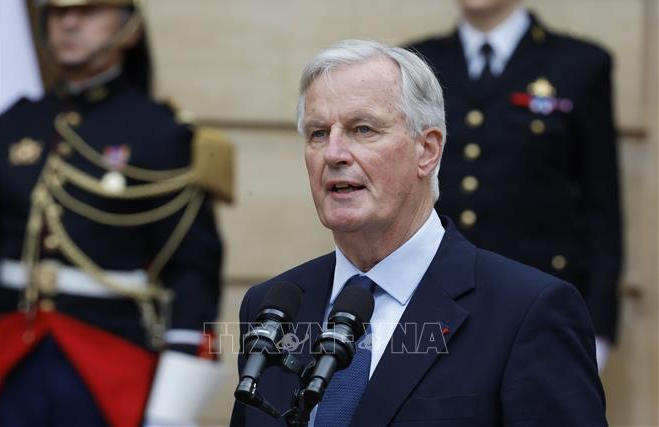 Tân Thủ tướng Pháp Michel Barnier phát biểu tại lễ nhậm chức ở Paris ngày 5/9/2024.