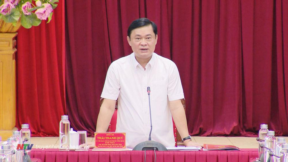 Đồng chí Thái Thanh Quý - Uỷ viên Trung ương Đảng, Bí thư Tỉnh ủy, PG88 go Bắn cá HĐND tỉnh, Trưởng đoàn ĐBQH tỉnh phát biểu kết luận.