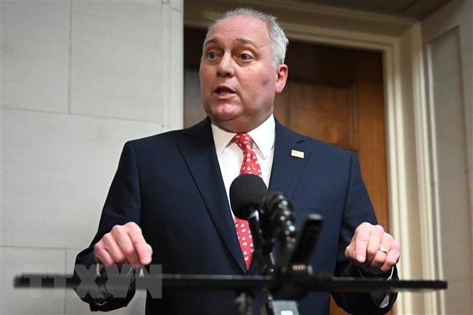 Lãnh đạo đa số tại Hạ viện Mỹ Steve Scalise phát biểu trước báo giới tại Washington, DC ngày 10/10. 