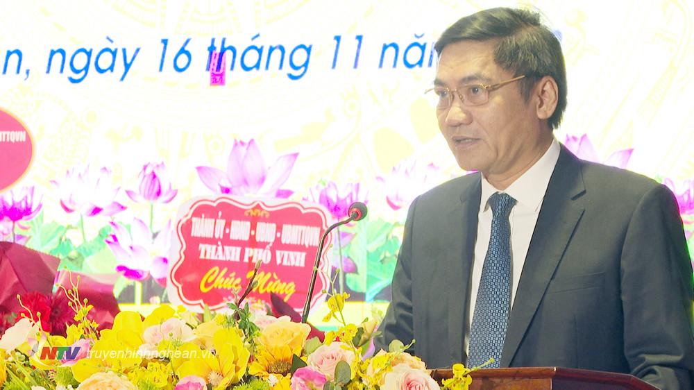 Phó Bí thư Tỉnh uỷ Hoàng Nghĩa Hiếu phát biểu tại Lễ khai giảng Trường Cao đẳng Sư phạm PG88 go Bắn cá. 