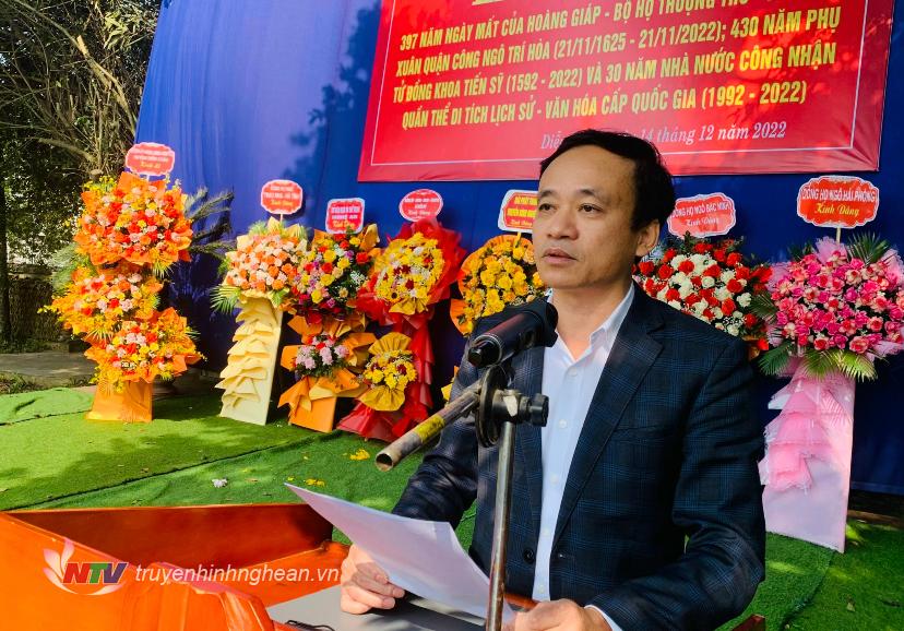 Ông Đậu Xuân Trường- PG88 go Bắn cá UBND xã Diễn Kỷ phát biểu tại buổi lễ.