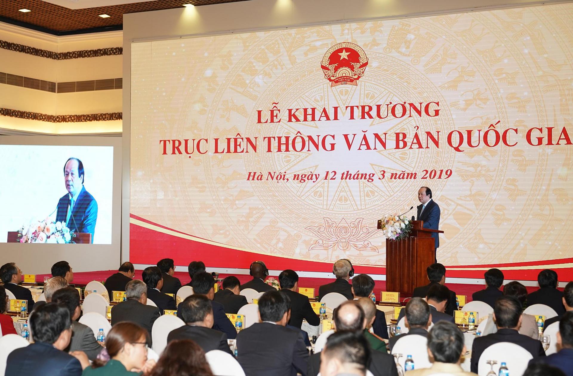 Lễ khai trương Trục liên thông văn bản quốc gia. Ảnh VGP/Quang Hiếu