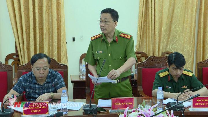 Đại diện Công an tỉnh phát biểu tại hội nghị.
