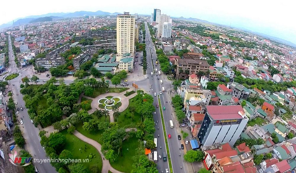Một góc thành phố Vinh nhìn từ trên cao.