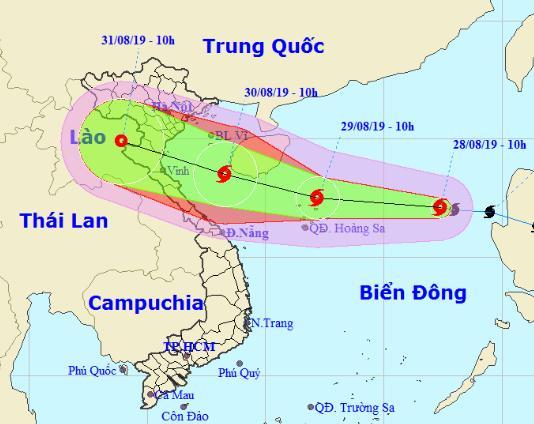 Hướng đi của bão số 4.