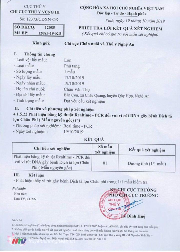 Phiếu xét nghiệm
