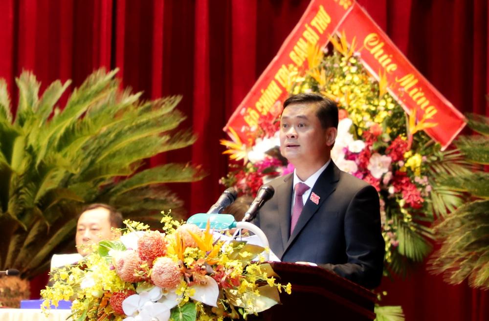 Bí thư Tỉnh ủy Thái Thanh Quý trình bày đề án Nhân sự Ban Chấp hành Đảng bộ tỉnh khóa 19, nhiệm kỳ 2020-2025.