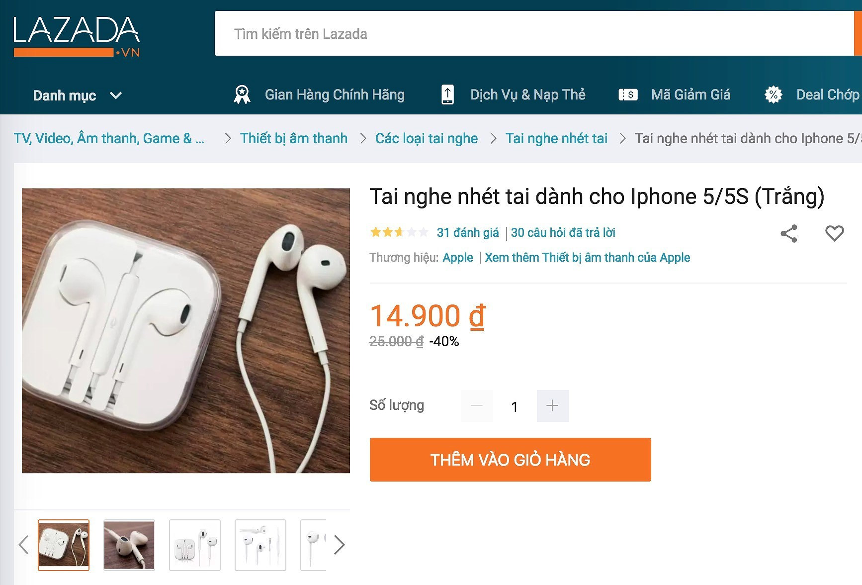 Tai nghe iPhone giá... 14.900 đồng  ​
