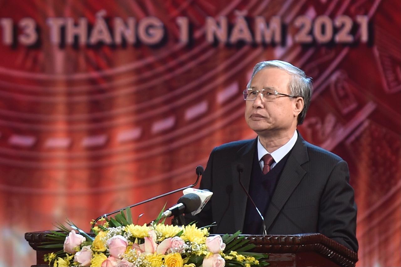 Thường trực Ban Bí thư Trần Quốc Vượng phát biểu tại lễ trao giải Búa liềm vàng lần thứ 5 - năm 2020.