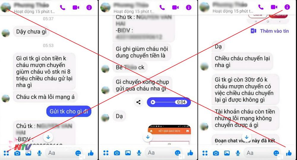 Các đối tượng mạo danh các tài khoản Facebook, nhắn tin tiếp cận, tạo lòng tin để lừa đảo chiếm đoạt tài sản của các bị hại.