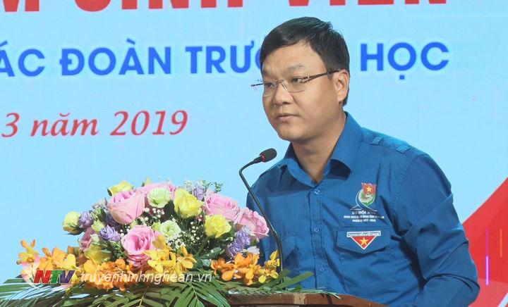Đồng chí Phạm Tuấn Vinh - Uỷ viên BCH Trung ương Đoàn, Bí thư Tỉnh đoàn PG88 go Bắn cá phát biểu tại chương trình.