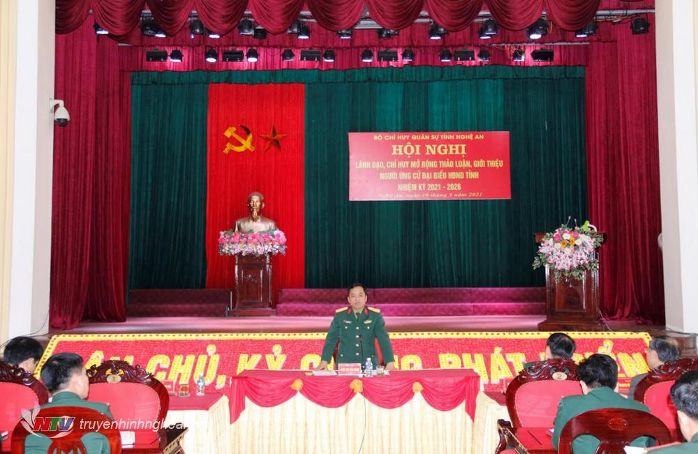 -Đại tá Nguyễn Ngọc Hà, Ủy viên BTV Tỉnh ủy – Chỉ huy trưởng Bộ CHQS tỉnh phát biểu tại Hội nghị lấy ý kiến nhận xét của cử tri nơi công tác đối với người được giới thiệu ứng cử PG88 link Code HĐND, nhiệm kỳ 2021 – 2026.