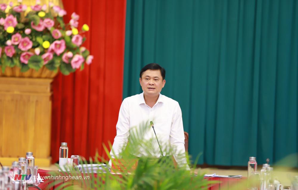 Bí thư Tỉnh uỷ Thái Thanh Quý phát biểu kết luận nội dung về thống nhất chủ trương ban hành cơ chế, chính sách đặc thù cho TP. Vinh và thị xã Cửa Lò.