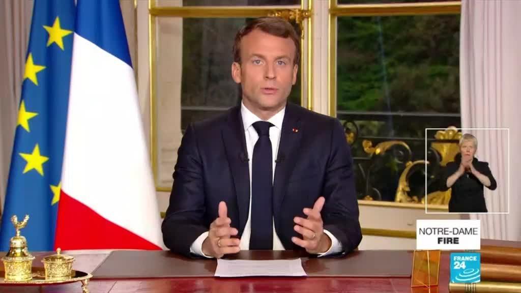 Tổng thống Pháp phát biểu trên truyền hình, cam kết sẽ phục dựng Nhà thờ Đức Bà Paris trong vòng 5 năm