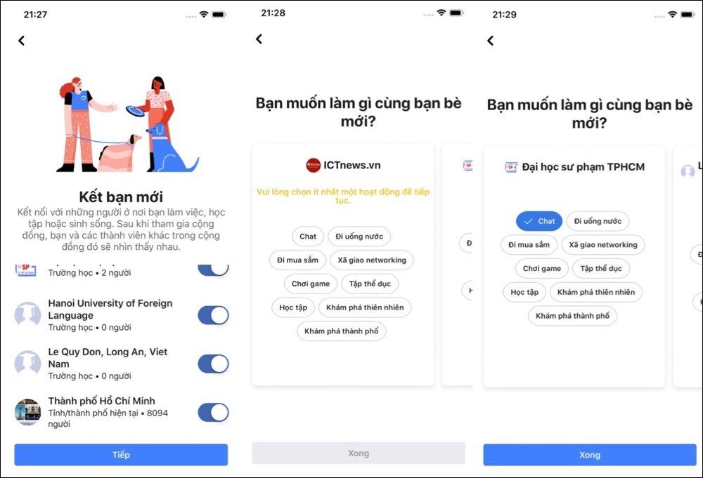 Các bước tuỳ chọn để kết bạn mới - Ảnh chụp màn hình