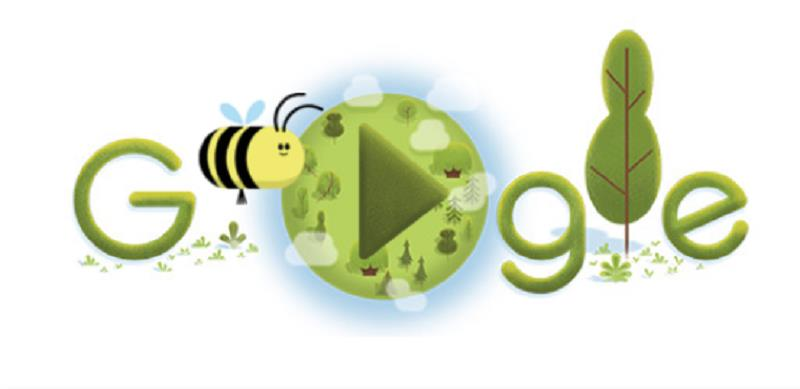 Google thay đổi doodle là một mini game để giáo dục kiến thức về loài ong. (Ảnh chụp màn hình)