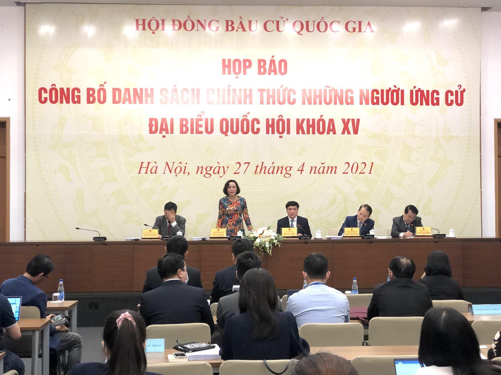 Họp báo công bố danh sách chính thức những người ứng cử đại biểu Quốc hội khóa XV.