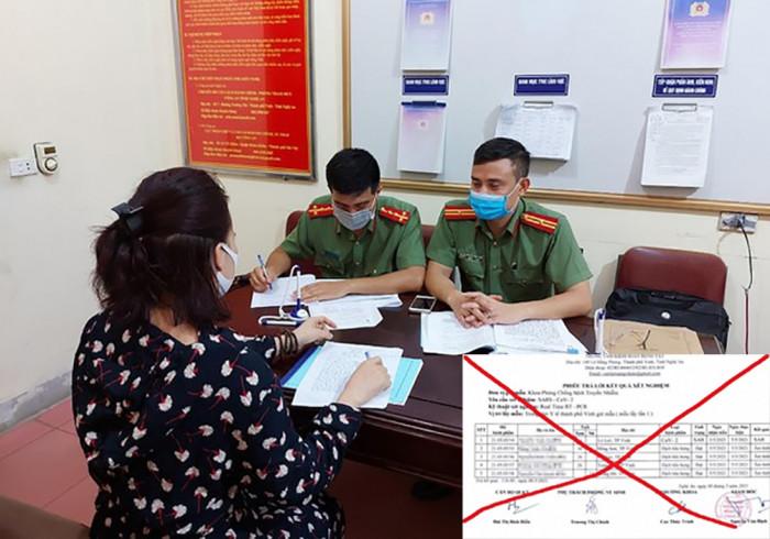 Cơ quan chức năng làm việc với chị N.T.H (SN 1987, trú tại khối Trường Tiến, phường Hưng Bình, TP. Vinh).