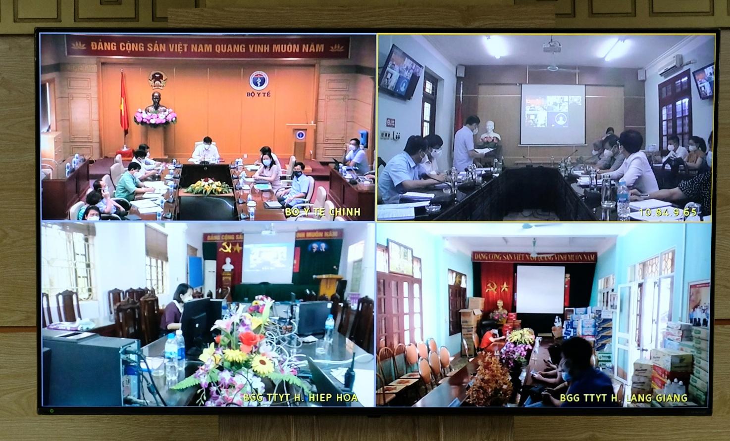 Các điểm cầu tham dự cuộc họp.