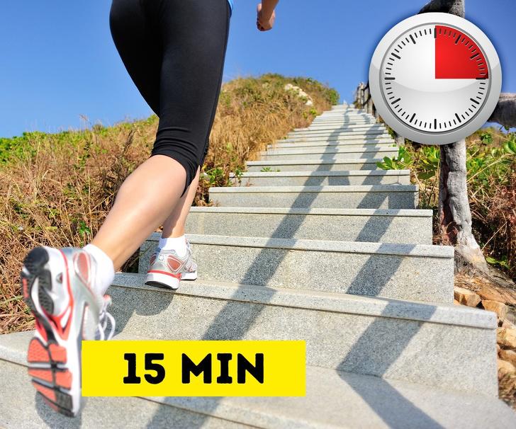 Bài tập cardio bằng cách leo cầu thang:Bài tập cardio (bài tập thể dục làm tăng nhịp tim) rất quan trọng đối với việc giảm mỡ và nó sẽ làm cho trao đổi chất diễn ra nhanh hơn. Thay vì sử dụng thang máy, hãy chọn đi thang bộ, bạn sẽ sớm nhận thấy, cơ thể mình trở nên khỏe mạnh hơn nhiều.