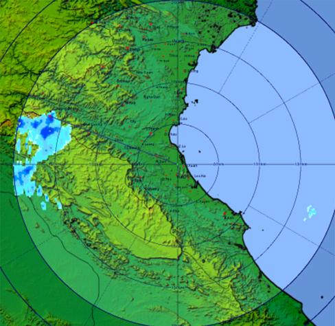 Ảnh radar JMA lúc 05h37, 2/6.