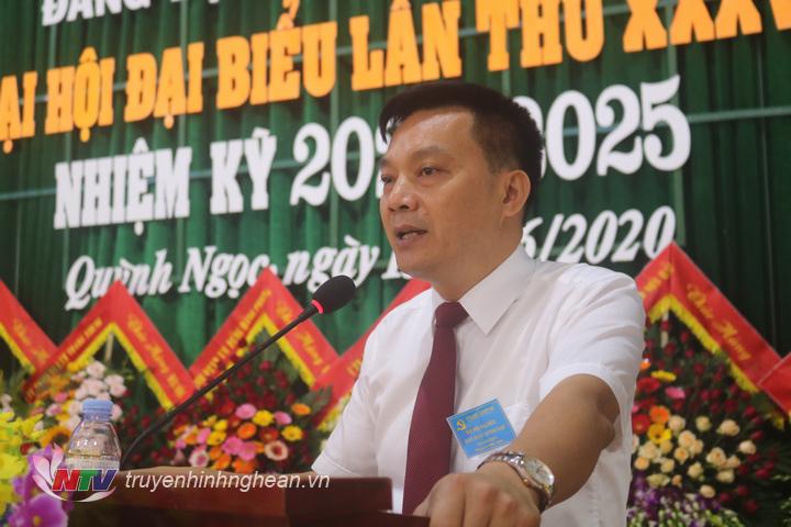 Đồng chí Lê Xuân Kiên - Phó Bí thư Thường trực Huyện ủy Quỳnh Lưu phát biểu chỉ đạo tại đại hội