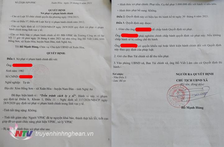 Quyết định xử phạt.