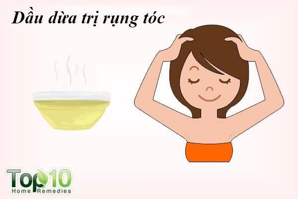 Dừa: Dầu dừa có chứa các axit béo, nó dễ dàng xâm nhập vào các sợi tóc, cung cấp khoáng chất và protein làm giảm rụng tóc. Bạn có thể sử dụng dầu dừa hoặc sữa dừa để ngăn ngừa rụng tóc.