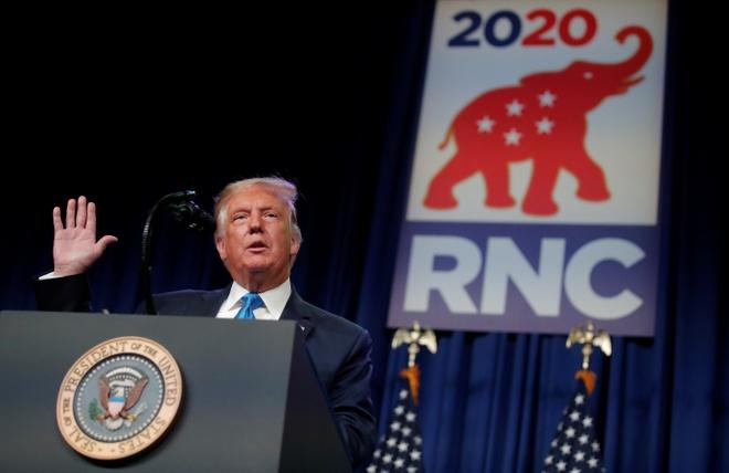 Tổng thống Donald Trump xuất hiện tại PG88 go Nạp Rút Tiền Toàn quốc đảng Dân chủ (RNC) ở Charlotte, bang North Carolina, ngày 24/8.