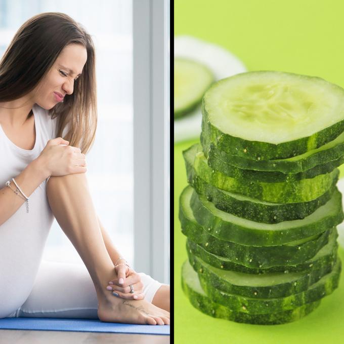 Giảm đau khớp   Thái lát một quả dưa chuột, cho vào chậu nước nóng. Ngâm chân trong chậu khoảng 20 phút để làm giảm đau khớp và giảm chân sưng nề.