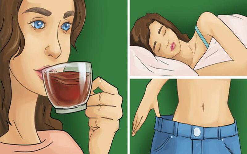 Uống trà thảo dược: Một số loại trà thảo dược có thể giúp bạn giảm cân vào ban đêm như trà quế, trà hoa cúc...